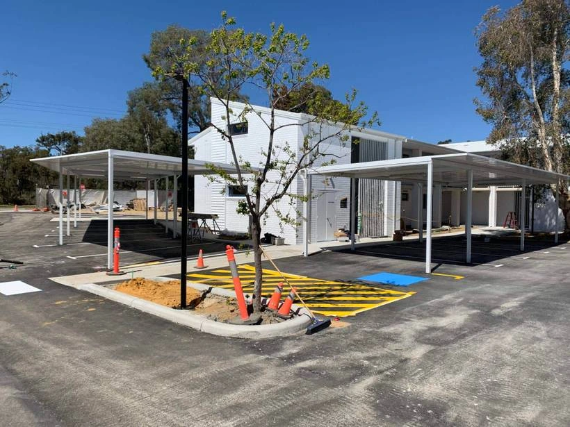 Flat white commercial carport